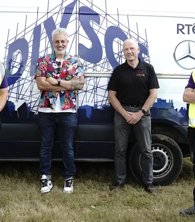 Anthony Darby (Site Manager, Collen Construction), Baz Ashmawy (Presenter, DIYSOS), Tommy Drumm (Managing Director, Collen Construction) and Liam Flynn (Contracts Manager, Collen Construction).
